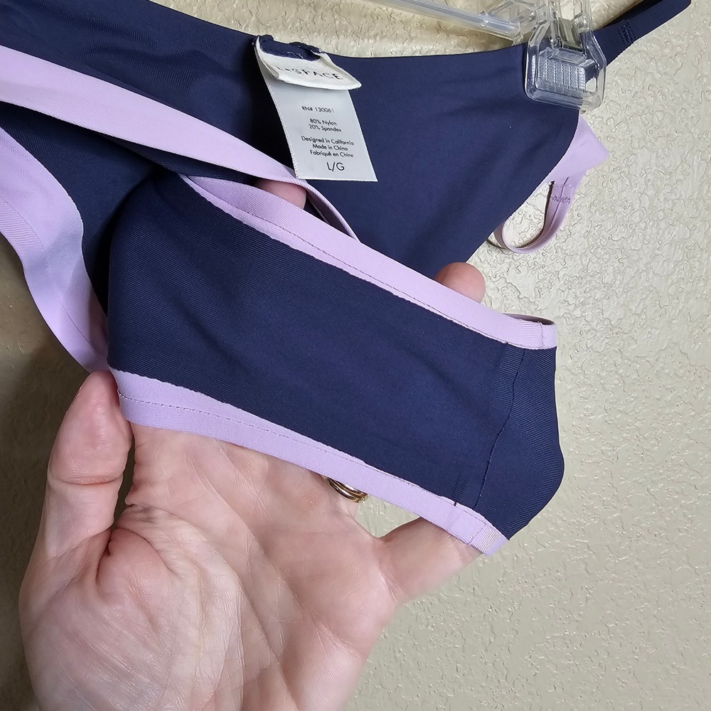 L Space Alana Underwire Top, Billie Bitsy Bottom Bikini Set Navy Lilac Large XL - Picture 10 of 10
